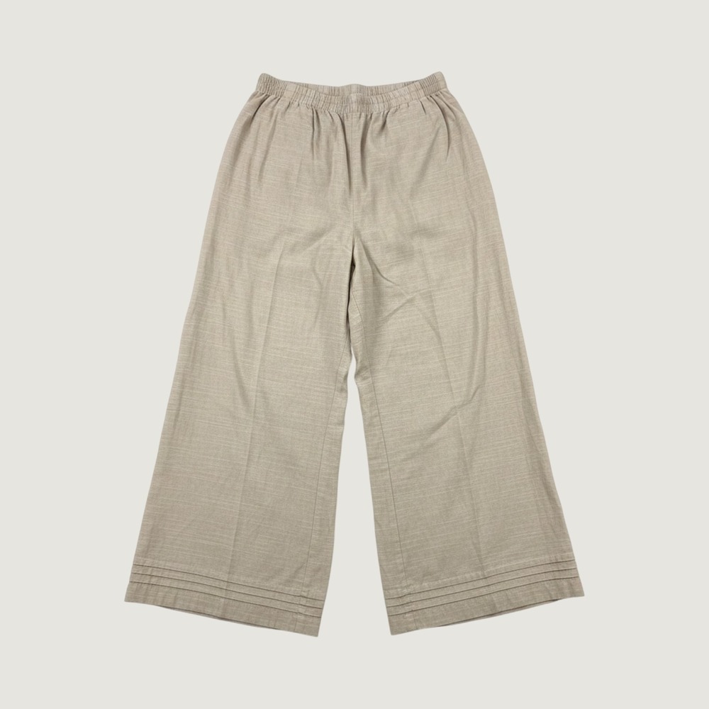 Khaadi Wide Leg Pants Women Large Tan Casual Elastic Waist Lagenlook Beach
